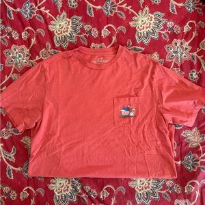 Vineyard Vines Vibrant Coral Tee with Pocket Design
